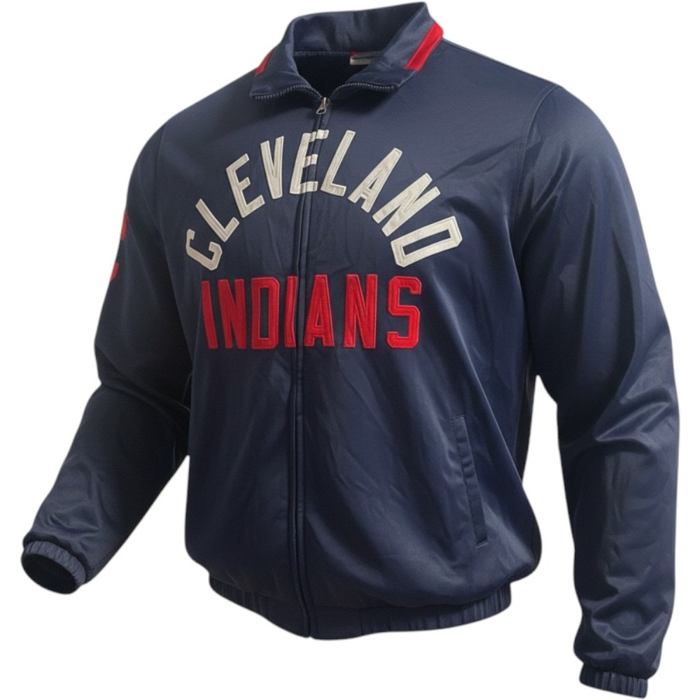 Vintage Y2K Cleveland Indians Embroidered Track Jacket Men's Large